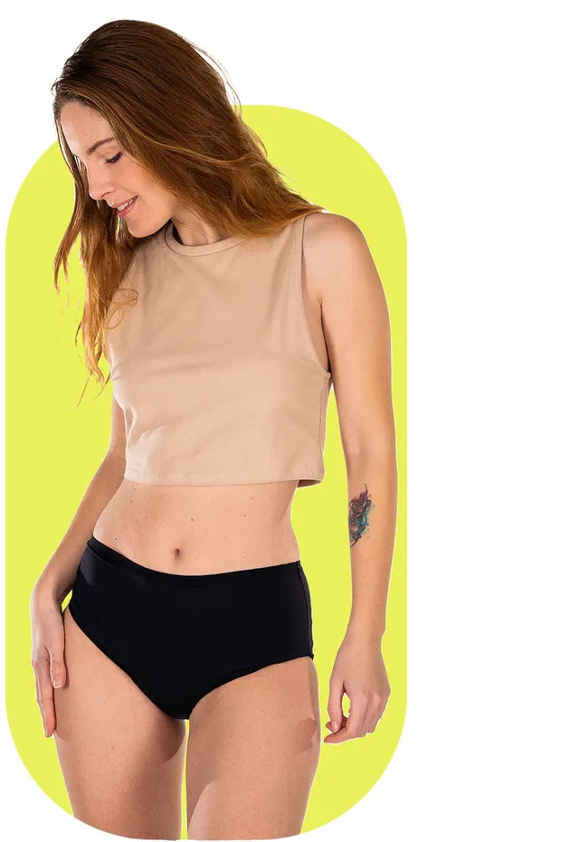 fluyda-basic-culotte-menstruelle-noire-flux-moyen-2-serviettes image 1