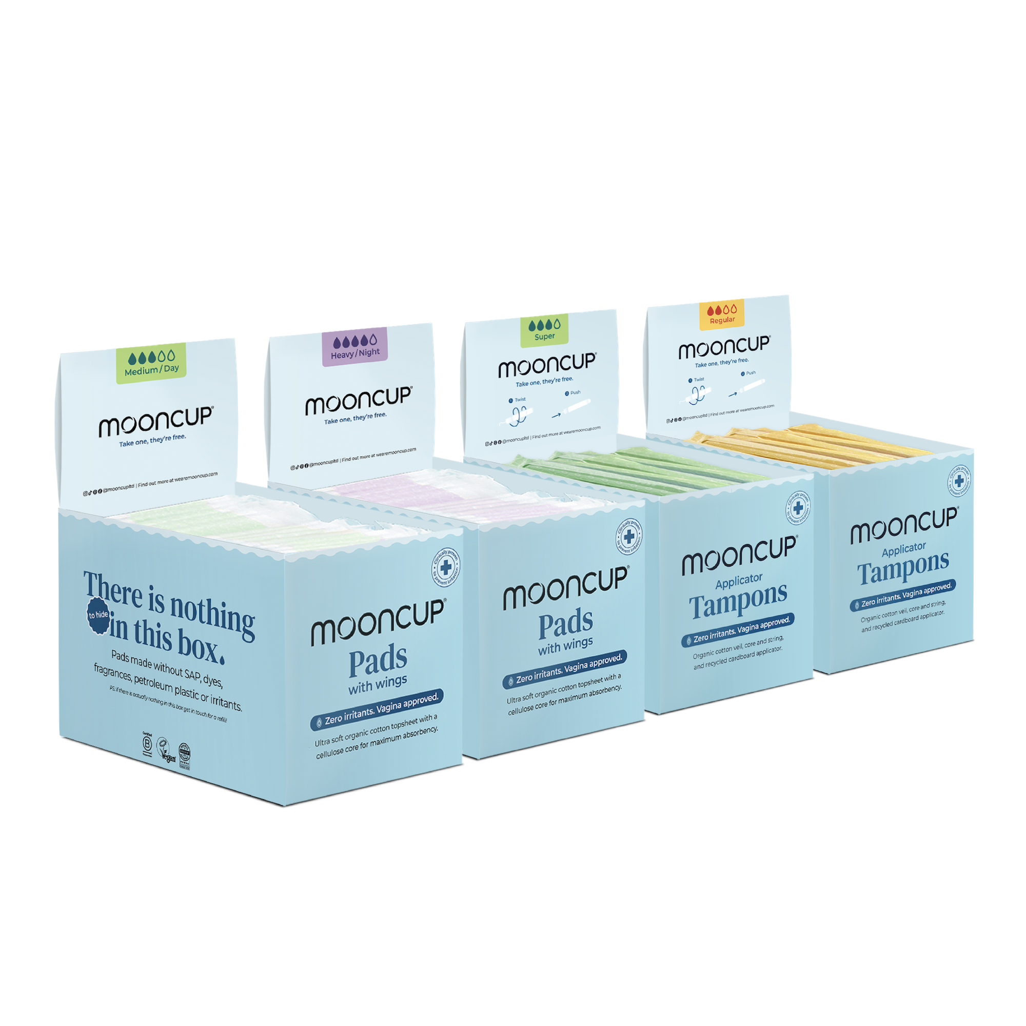 mooncup-original-lot-160-serviettes-120-tampons-applicateur image 1