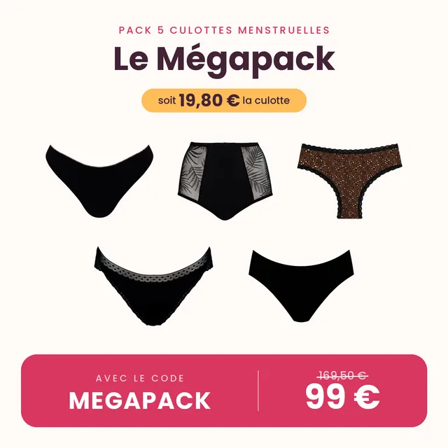 louloucup-rose-classique-pack-5-culottes-menstruelles-flux-mixte image 1