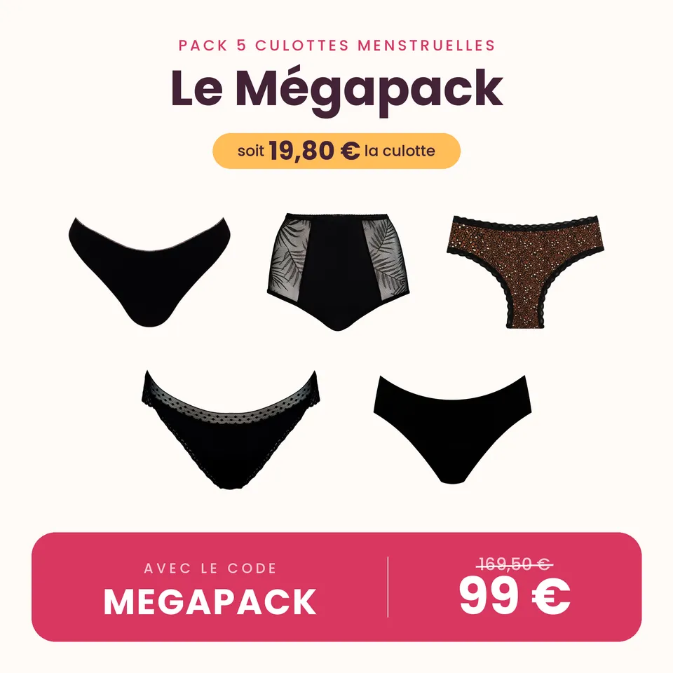 louloucup-rose-classique-pack-5-culottes-menstruelles-flux-mixte image 1