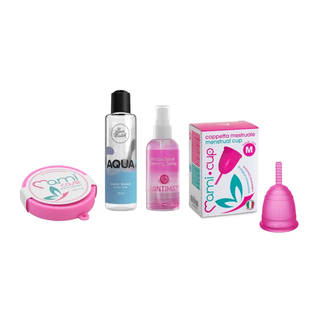 mamicup-kit-base-coupe-menstruelle-rose-taille-m-silicone image 1