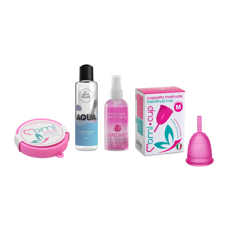 mamicup-kit-base-coupe-menstruelle-rose-taille-m-silicone image 1