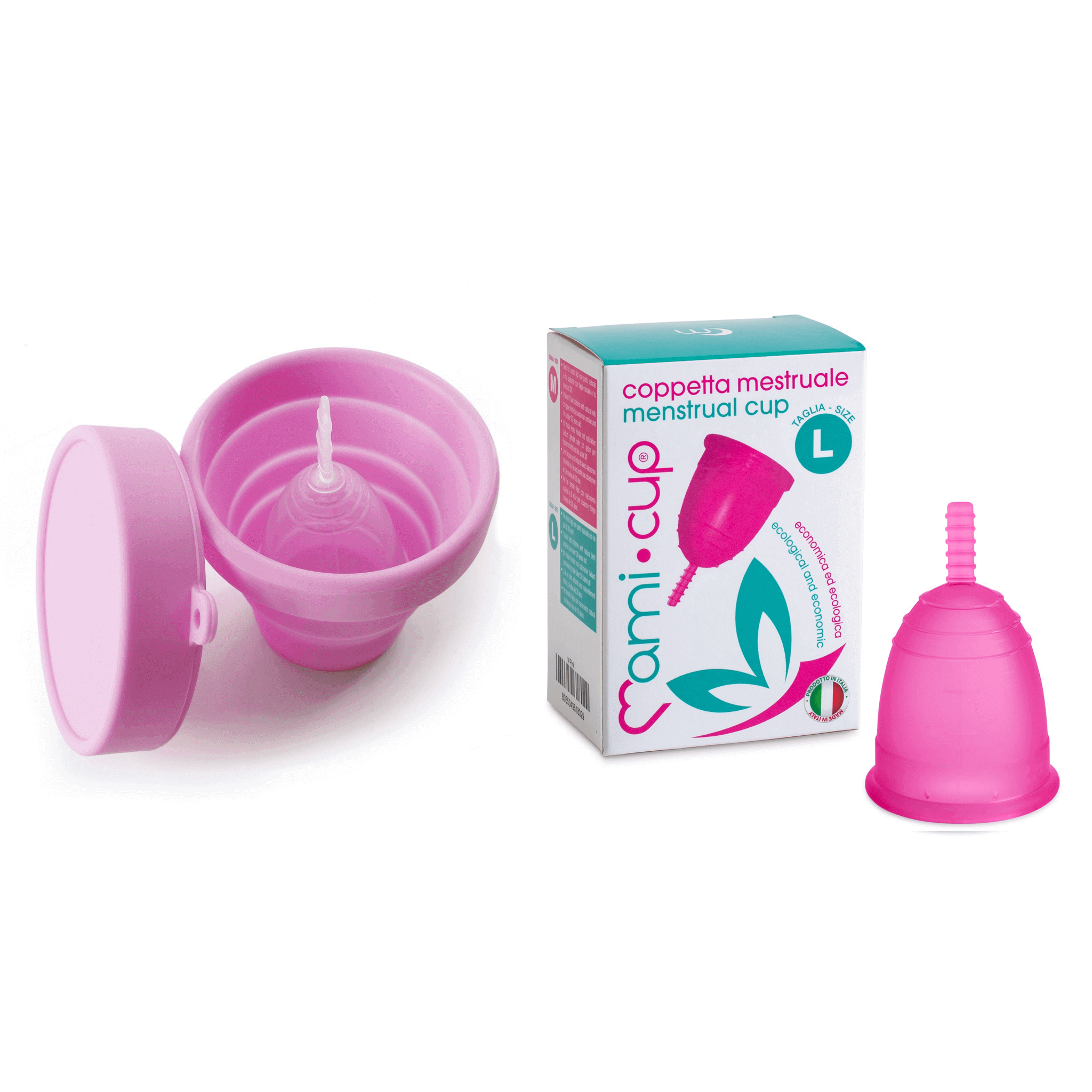 mamicup-kit-coupe-menstruelle-mamicase-rose-taille-m-silicone image 2
